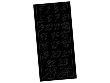 Outline Sticker 3648 Black Numbers 1-24 blister