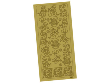 Outline Sticker 1680 Gold Small Santas blister