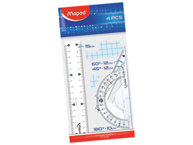 Drafting Set Essentials 242 (15cm ruler+protractor 10cm+2 squares 11cm) blister