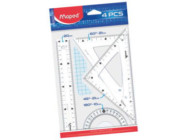 Drafting set Essentials 242 (20cm ruler+protractor 10cm+2 squares 21cm) blister