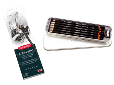 Pieštukas Graphic 6vnt.+drožtukas metalinė dėžutė