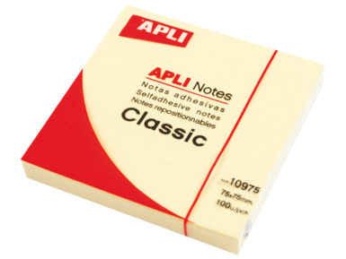 Papīrs piezīmēm APLI 75x75mm yellow