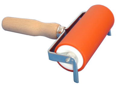 Ink roller flat iron with beechwood handle 120mm d=50mm
