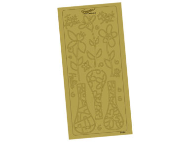 Outline Sticker 0864 Gold Tall Flowers