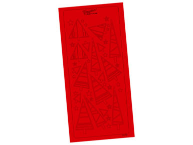 Outline Sticker 1573 Red Simple Christmas Trees blister