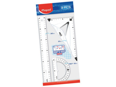 Drafting Set Essentials 242 Eco (30cm ruler+protractor 12cm+2in1 square) blister