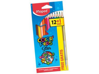 Spalvotas pieštukas ColorPeps 12vnt. + Duo (auksinė+sidabrinė)