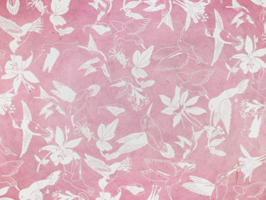 Lokta Paper 51x76cm Humming Bird White on Pink