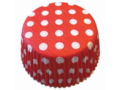 Baking cup 50x25mm Dots white on red 60pcs blister