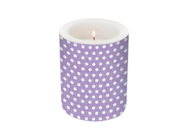 Candle d=10.5cm h=12cm Just Dots Yellow Lilac