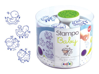 Stamp Aladine Stampo Baby 5pcs Farm + ink pad blue