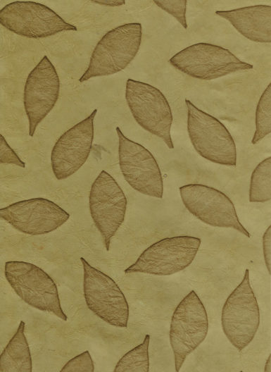 Lokta Paper A4 Leaves Imprint VD Olive Green