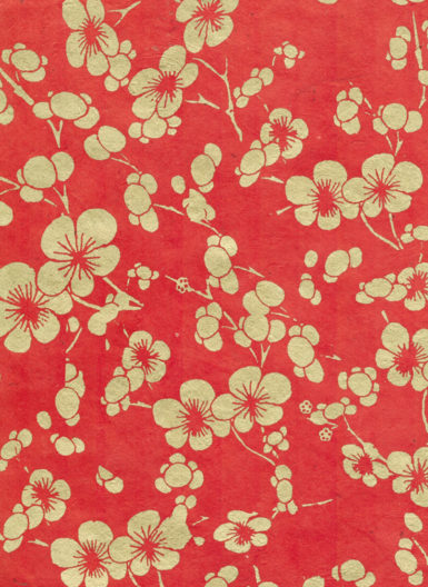 Lokta Paper A4 Cherry Blossom Gold on Red