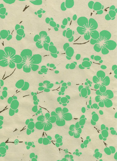 Lokta Paper A4 Cherry Blossom Sea Green/Chocolate on Natural