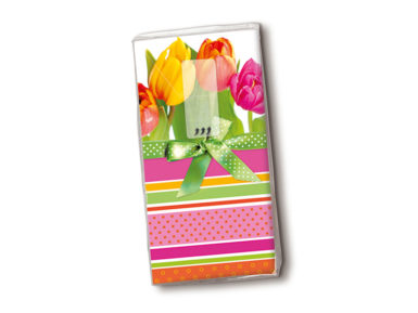 Handkerchiefs 10pcs 4-ply Tulips and Stripes