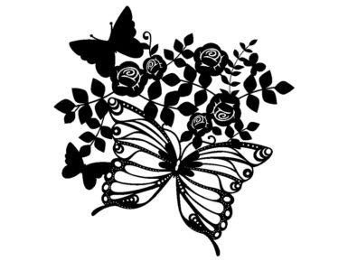 Šabloon Marabu Silhouette 30x30cm Butterflies & Roses