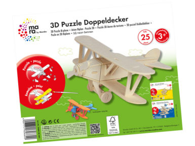 Wooden 3D puzzle Mara 25 pieces Bi-plane