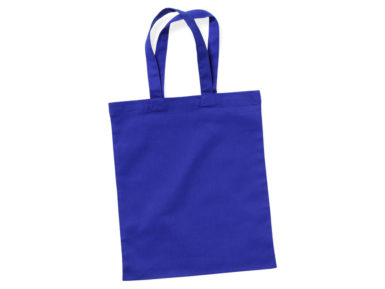 Cotton shopping bag 24x28cm short handles blue royal