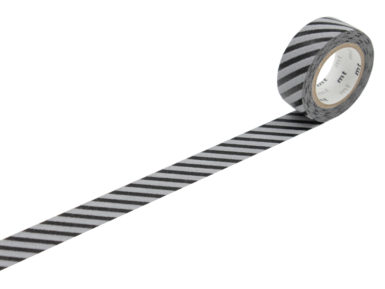 Washi dekoratyvi lipni juostelė mt fab 15mmx10m stripe black x gray