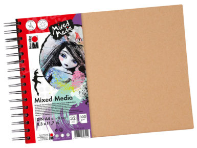 Bloknotas tapybai akriliniais dažais Marabu Mixed Media A4/300g 32 lapų spiralinis