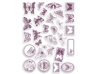 Zīmogs Aladine Stampo Scrap 29gab. Butterfly + zīmoga spilventiņš melna