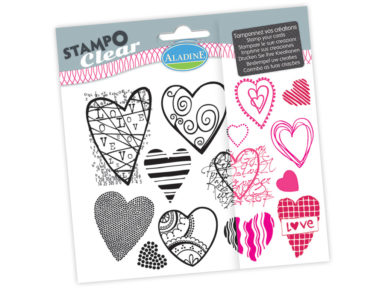 Tempel silikoonist Aladine Stampo Clear 14tk Hearts blistril