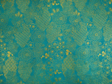 Lokta Paper 51x76cm Botanical Garden New Gold on Turquoise