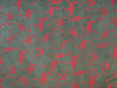 Lokta Paper 51x76cm Flamingi Pink on Navy Blue