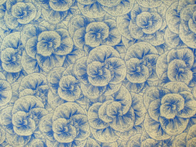Lokta Paper 51x76cm Roses with Lines Blue on Natural