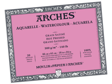 Watercolour pad Arches 300g 46x61cm 20 sheets glued sides hot pressed