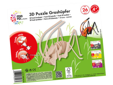 Wooden 3D puzzle Mara 26 pieces Grasshopper