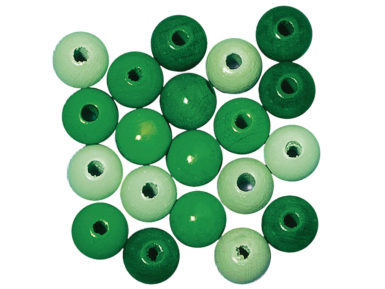 Karoliukai mediniai 12mm 32vnt. green colours