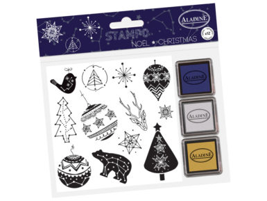 Stamp Aladine Stampo Christmas 12pcs Constellation + 3 ink pads blister