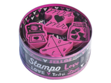 Stamp Aladine Stampo KDO 4pcs Love + ink pad black