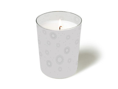 Candle with glass d=8.5cm h=10cm Moments Uni Silver