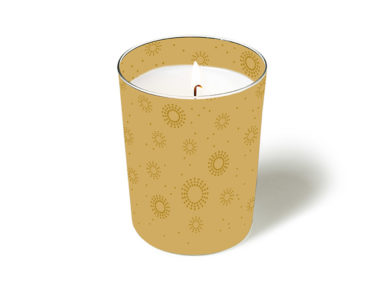 Candle with glass d=8.5cm h=10cm Moments Uni Gold