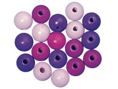Wooden beads polished 12mm 32pcs lilac colours
