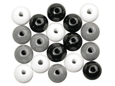Wooden beads polished 12mm 32pcs black-white colours