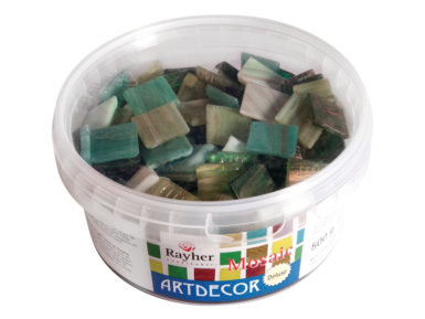Mosaic stones Rayher ArtDecor Deluxe 2x2cm ~160pcs/500g green shades
