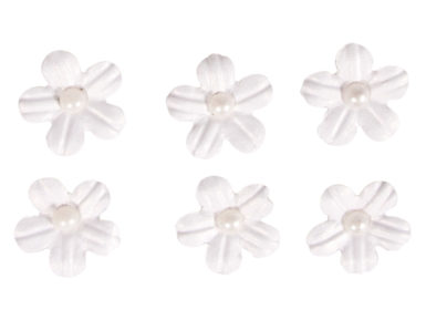 Deco sticker Rayher adhesive paper blossoms with semi-pearl 20pcs white
