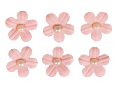Rokdarbu aksesuāri no papīra Rayher ziedi pašlīmējošs ar pērļu pusītēm 20gab. gaiši rozā