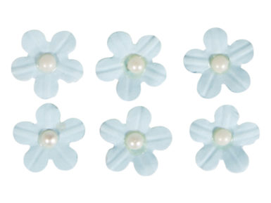 Deco sticker Rayher adhesive paper blossoms with semi-pearl 20pcs light blue