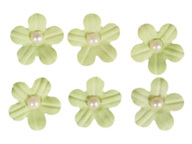 Deco sticker Rayher adhesive paper blossoms with semi-pearl 20pcs lime