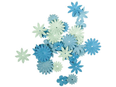 Kaunistus paberist Rayher lilleõied 1.5-2.5cm 36tk sinised toonid