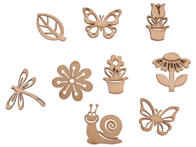 Wooden objects Rayher spring 3cm 36pcs 9 motifs