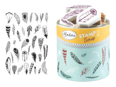 Stamp Aladine Stampo Scrap 32pcs Feathers + ink pad black