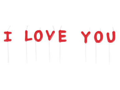 Candle on stick Rayher I Love You 2x7.7cm 8 letters red