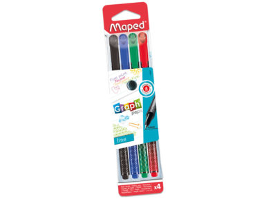 Tintes pildspalva fineliner Maped GraphPeps 0.4 4gab. blisterī