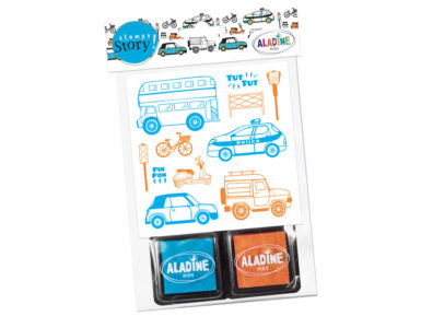 Stamp Aladine Stampo Story 10pcs Vehicle + 2 ink pads blister