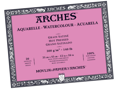 Watercolour pad Arches 31x41cm/300g 20 sheets glued sides hot pressed